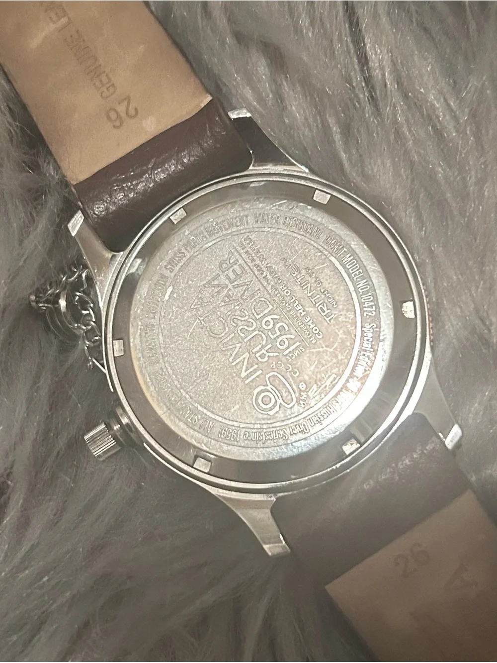Invicta Russian Diver 1959Men’s Brown Leather Strap Watch with Rose-Gold Accents